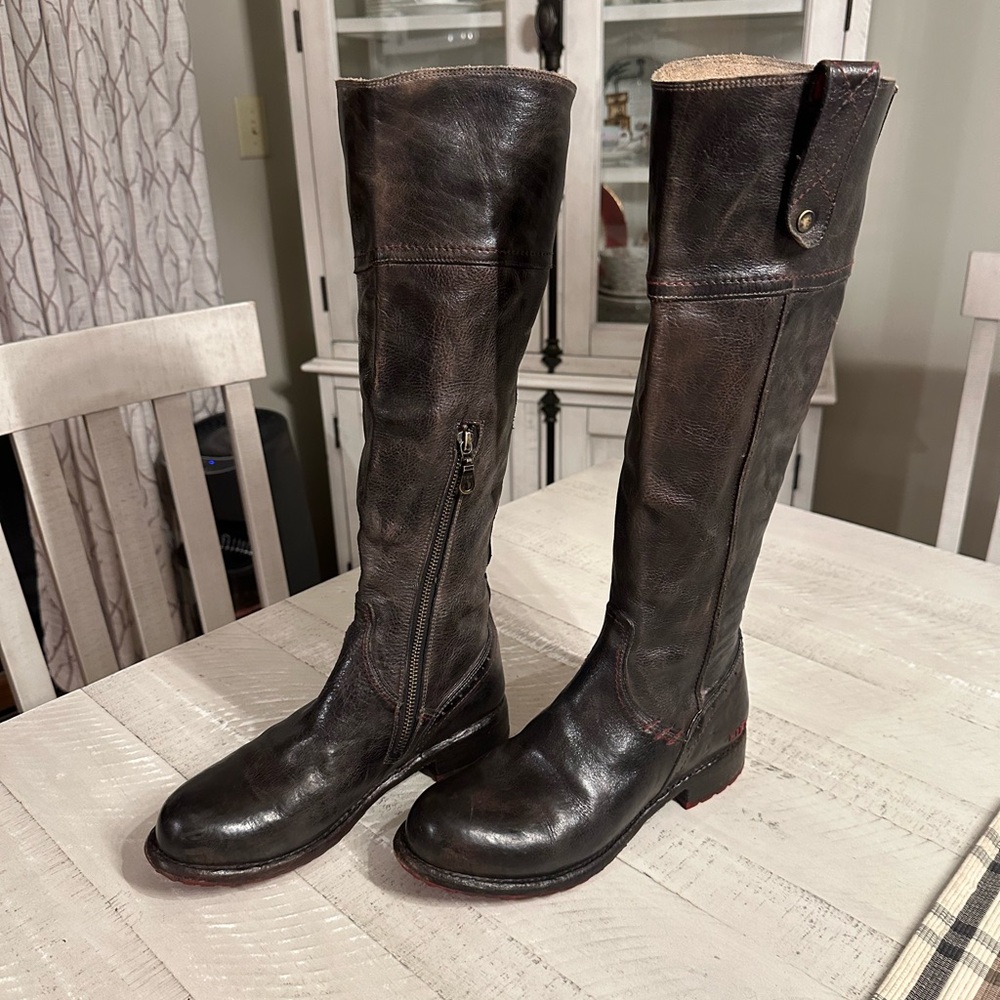 Women's Tall Bed Stu Jacqueline dark Brown/Black Leather Boots size 8.5 EUC